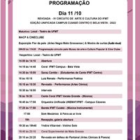 programação do Circuito de Arte e Cultura dia 11